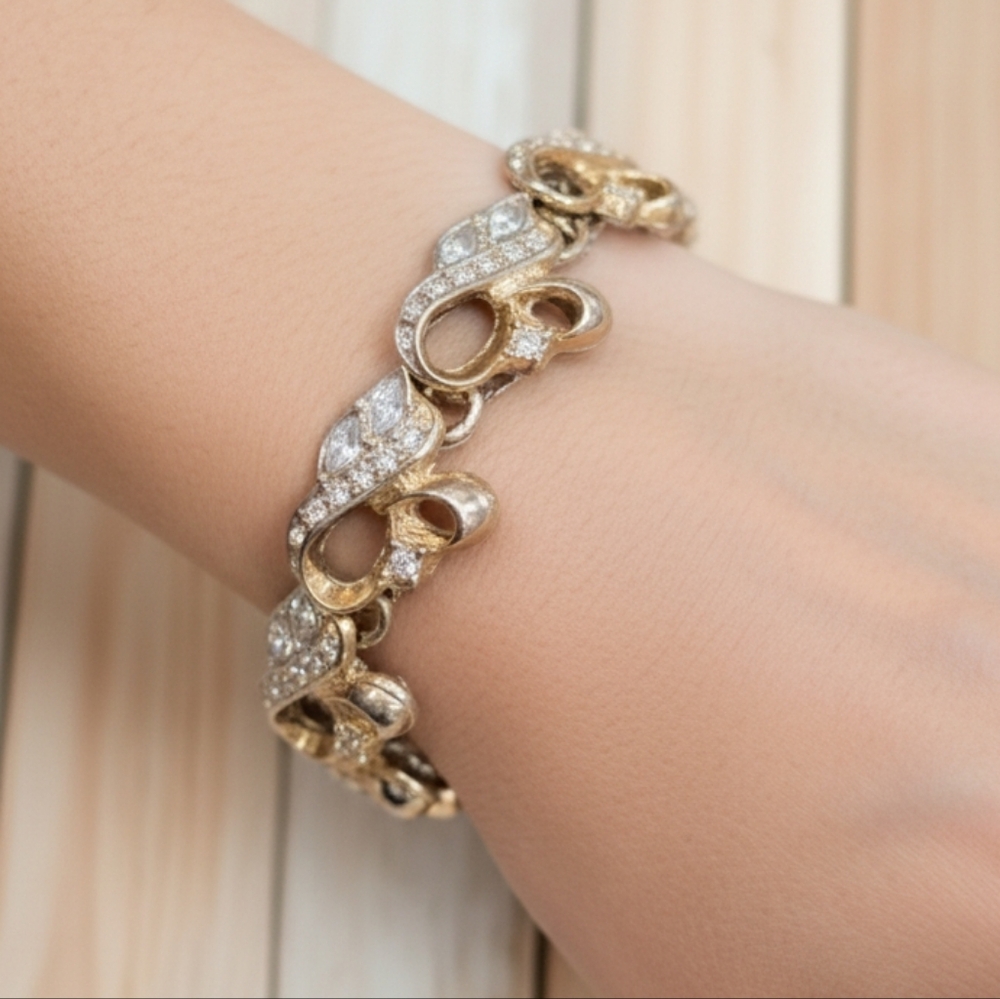 Rhinestone & Gold Tone Bracelet